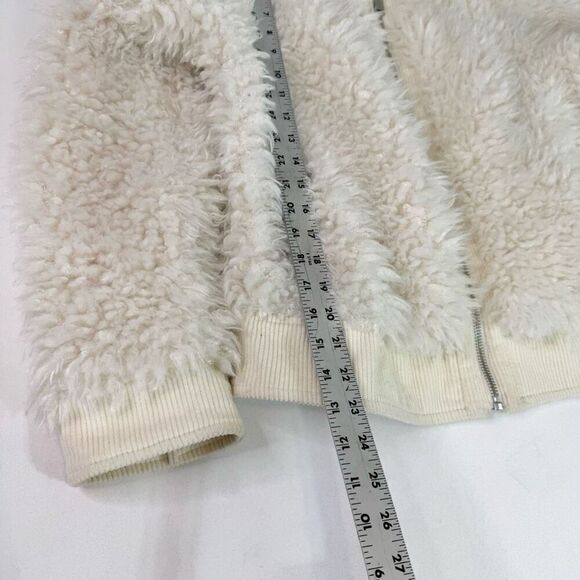 BCBGeneration Jacket Womens XL Faux Fur Sherpa White Cream Outerwear Full Zip - Picture 6 of 10